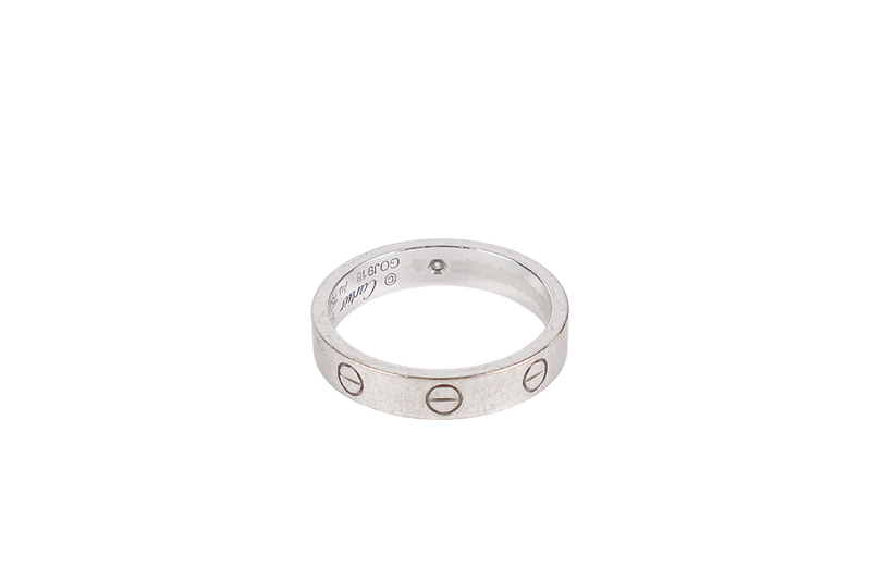 CARTIER LOVE RING WITH SINGLE DIAMOND 18K WG SIZE 55 GOJ918 5.4G WITH BOX