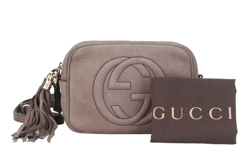 GUCCI SOHO DISCO (308364 498879) SMALL BROWN MATTE CALF LEATHER GOLD HARDWARE WITH DUST COVER