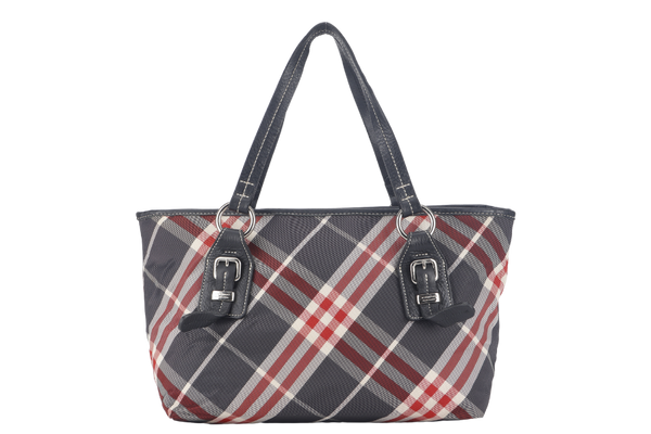 BURBERRY BLUE LABEL RED & BLUE CHECK ZIPPY TOTE BAG ZAE05-110-07 WITH DUST COVER