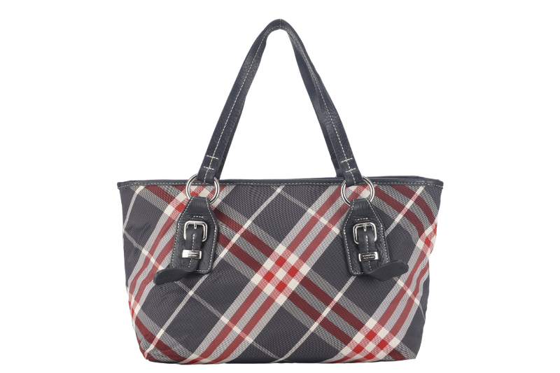 BURBERRY BLUE LABEL RED & BLUE CHECK ZIPPY TOTE BAG ZAE05-110-07 WITH DUST COVER