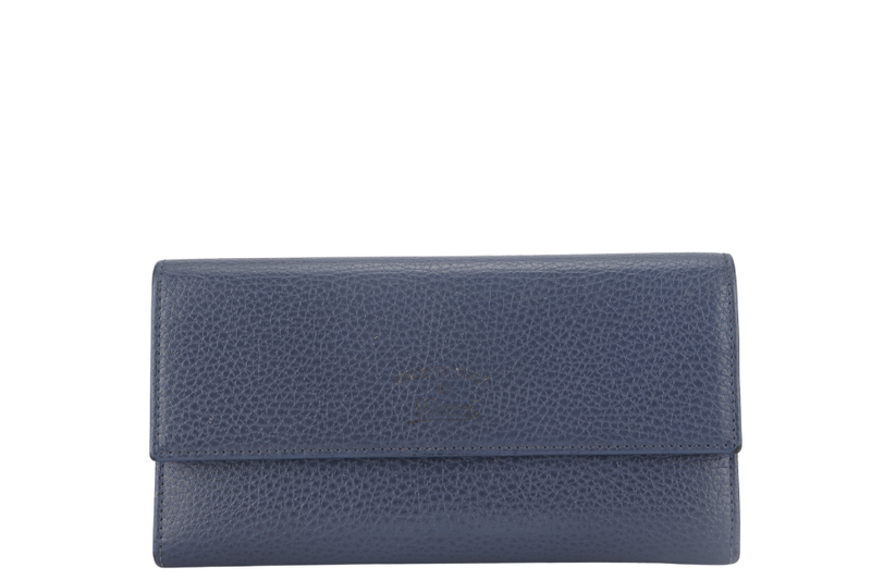 GUCCI LONG WALLET 3544961147 BLUE LEATHER WITH DUST COVER