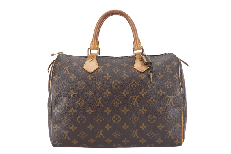 LOUIS VUITTON SPEEDY 30 MONOGRAM CANVAS GOLD HARDWARE WITH PADLOCK & KEYS