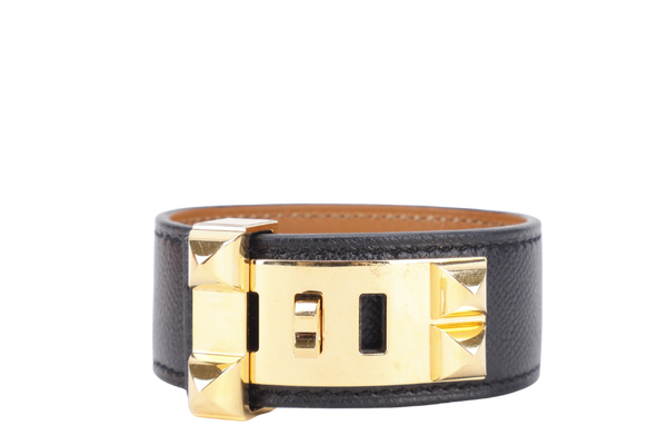 HERMES CDC 24 BLACK MADAME LEATHER GOLD HARDWARE STAMP U (YEAR 2022) WITH DUST COVER AND BOX
