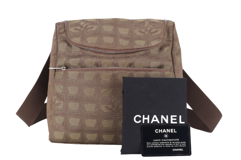 CHANEL SPORTS LINE BACKPACK (705xxxx) GREEN CANVAS SILVER HARDWARE WITH CARD AND DUST COVER