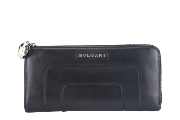 BVLGARI SERPENTI BLACK RECTANGULAR WALLET GOLD HARDWARE