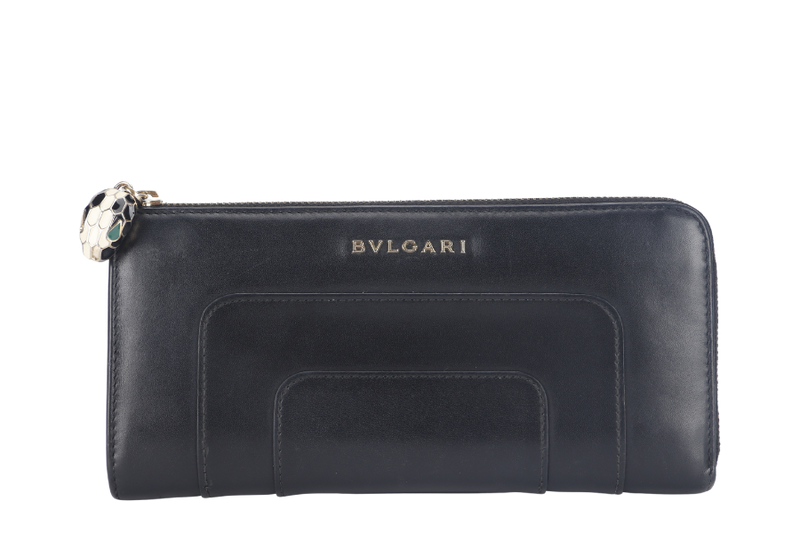 BVLGARI SERPENTI BLACK RECTANGULAR WALLET GOLD HARDWARE