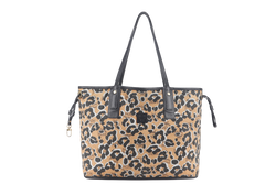 MCM VISETOS REVERSIBLE TOTE BAG MEDIUM LEOPARD LEATHER GOLD HARDWARE NO DUST COVER