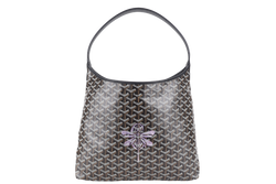 GOYARD BOHEME HOBO BLACK GOYARDINE L.E PURPLE DRAGONFLY WITH POUCH AND DUST COVER