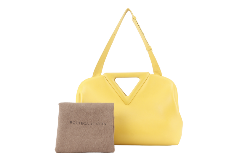 BOTTEGA VENETA MIRABELLE MEDIUM YELLOW POINT BAG WITH DUST COVER