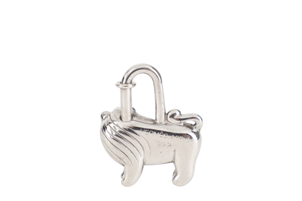 HERMES LION MOTIF SILVER PADLOCK