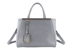 FENDI 2JOURS PETITE (8BH253-D7E-158-0501) GRAY CANVAS LEATHER GOLD HARDWARE NO DUST COVER AND NO BOX