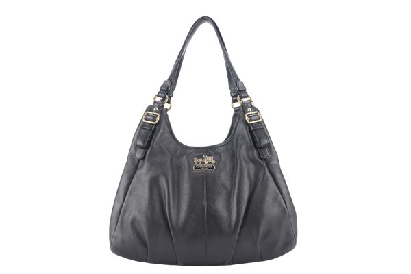 COACH MADISON MAGGIE SHOULDER BAG (16503) BLACK LEATHER GOLD HARDWARE NO DUST COVER