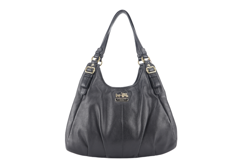 COACH MADISON MAGGIE SHOULDER BAG (16503) BLACK LEATHER GOLD HARDWARE NO DUST COVER