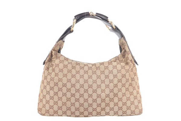GUCCI GG HORSEBIT HOBO BAG BROWN CANVAS GOLD HARDWARE NO DUST COVER