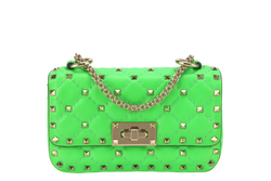 VALENTINO GARAVANI ROCKSTUD MINI GREEN CALFSKIN LIGHT GOLD HARDWARE NO DUST COVER