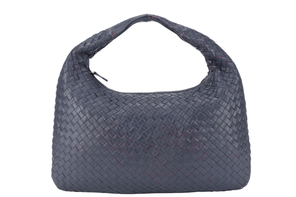 BOTTEGA VENETTA INTRECCIATO HOBO BAG GREY WITH PINK CALF LEATHER SILVER HARDWARE SILVER HARDWARE NO DUST COVER