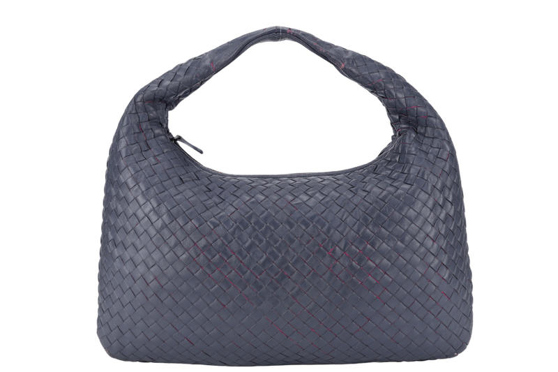 BOTTEGA VENETTA INTRECCIATO HOBO BAG GREY WITH PINK CALF LEATHER SILVER HARDWARE SILVER HARDWARE NO DUST COVER