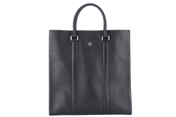 MCM DOCUMENT SAC 2 WAY BAG(G8434) BLACK CALF LEATHER SILVER HARDWARE WITH LONG STRAPS AND DUST COVER