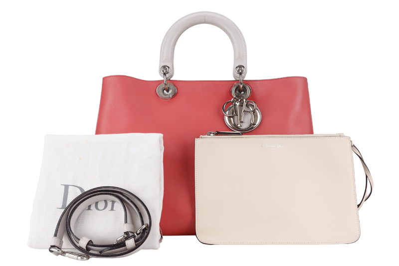 CHRISTIAN DIOR DIORSSIMO TRI COLOR LAMBSKIN BAG SILVER HARDWARE (09-MA-1112) WITH POUCH, STRAPS AND DUST COVER