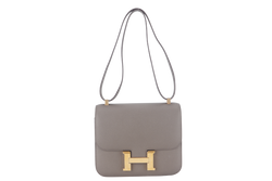 HERMES CONSTANCE 24 GRIS ETAIN EPSOM LEATHER GOLD HARDWARE STAMP D (YEAR 2019) WITH DUST COVER