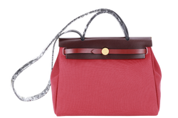 HERMES HERBAG 31 ROUGE CANVAS GOLD HARDWARE STAMP B (YEAR 2023) WITH LOCK &amp; KEYS AND DUST COVER