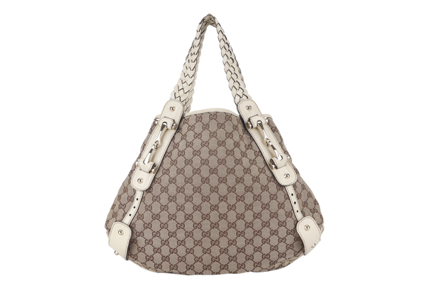 GUCCI GG HORSEBIT SHOULDER BAG (137621) BEIGE CANVAS PALLADIUM HARDWARE NO DUST COVER