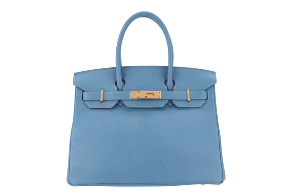 HERMES BIRKIN 30 BLUE PARADISE EPSOM GOLD HARDWARE STAMP C (YEAR 2018) WITH KEYS, LOCK, RAINCOAT AND DUST COVER