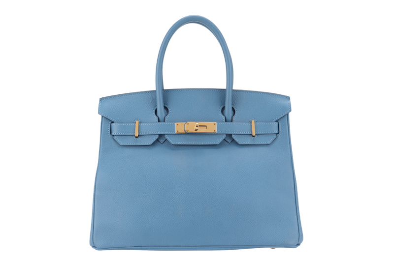 HERMES BIRKIN 30 BLUE PARADISE EPSOM GOLD HARDWARE STAMP C (YEAR 2018) WITH KEYS, LOCK, RAINCOAT AND DUST COVER