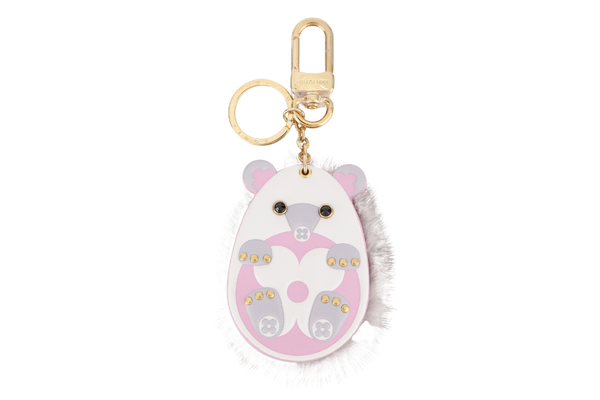 LOUIS VUITTON M00357 PORTOCLE HEDGEHOG CHARM KEYCHAIN GOLD HARDWARE WITH DUST COVER AND BOX