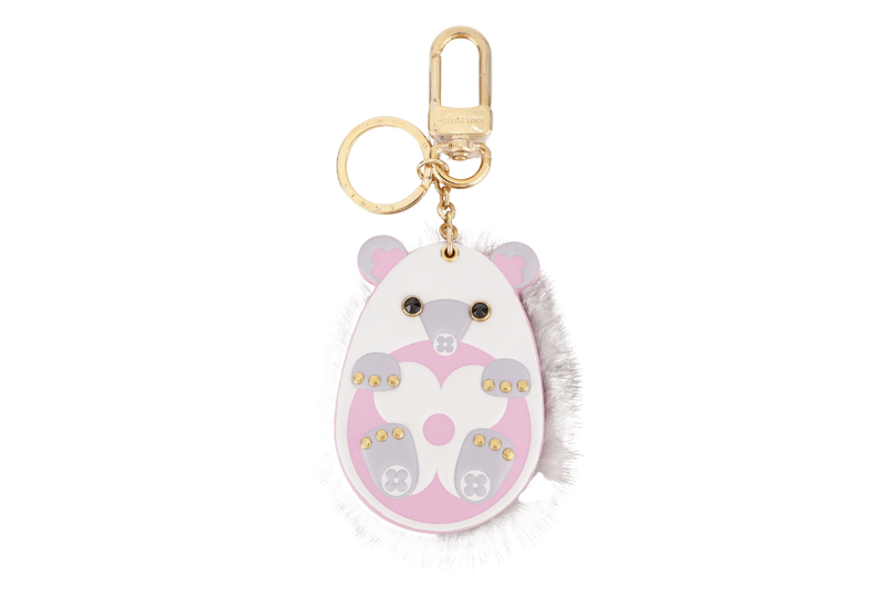 LOUIS VUITTON M00357 PORTOCLE HEDGEHOG CHARM KEYCHAIN GOLD HARDWARE WITH DUST COVER AND BOX