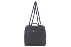 LORO PIANA EXTRA POCKET BACKPACK BLACK GRAINED CALFSKIN GOLD HARDWARE WITH DUST COVER AND BOX