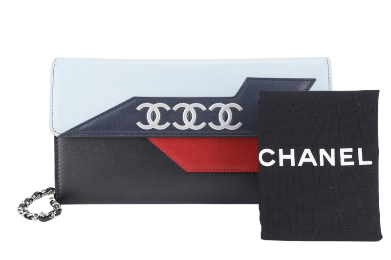 CHANEL AIRLINES WOC BLACK LEATHER SILVER HARDWARE (2240xxxx) WITH DUST COVER