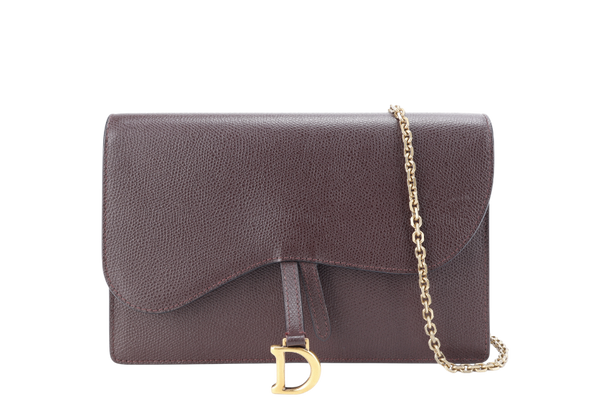 CHRISTIAN DIOR SADDLE WOC LARGE BURGUNDY GRAINED LEATHER NO DUST COVER