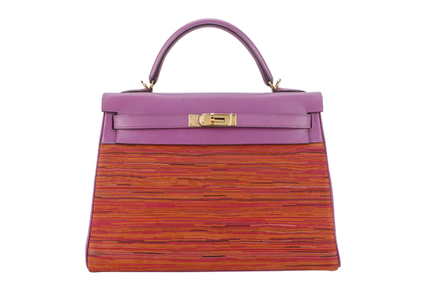 HERMES KELLY VIBRATO 32 CYCLAMEN BOX LEATHER GOLD HARDWARE STAMP I (2006) WITH STRAPS, KEYS&LOCK AND DUST COVER