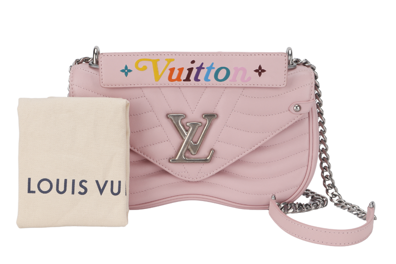 LOUIS VUITTON NEW WAVE CHAIN BAG MM (M51944) PINK CALFSKIN SILVER HARDWARE WITH DUST COVER