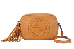 GUCCI SOHO ORANGE CALF FRINGE SHOULDER BAG NO DUST COVER