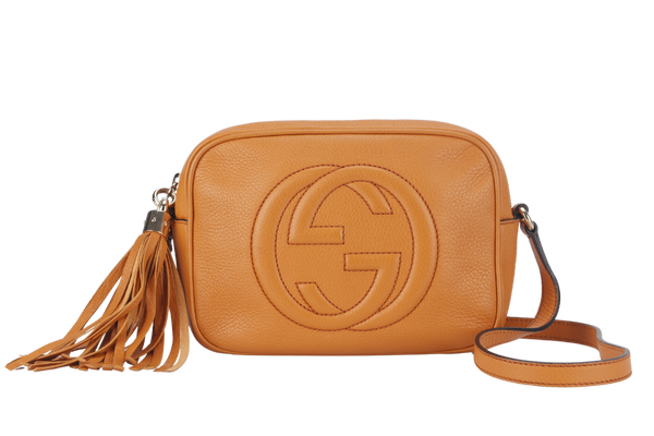 GUCCI SOHO ORANGE CALF FRINGE SHOULDER BAG NO DUST COVER