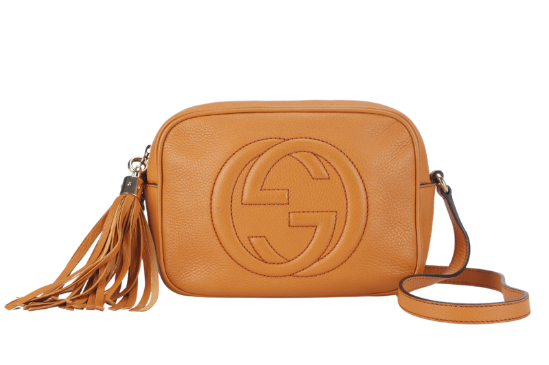 GUCCI SOHO ORANGE CALF FRINGE SHOULDER BAG NO DUST COVER