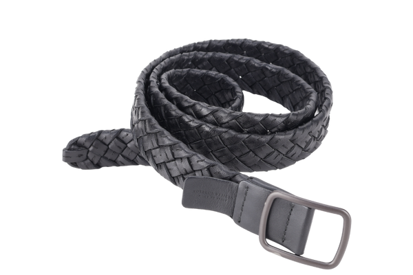 BOTTEGA VENETA BLACK BELT IN BLACK RUTHENIUM HARDWARE WITH DUST COVER
