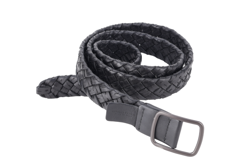 BOTTEGA VENETA BLACK BELT IN BLACK RUTHENIUM HARDWARE WITH DUST COVER