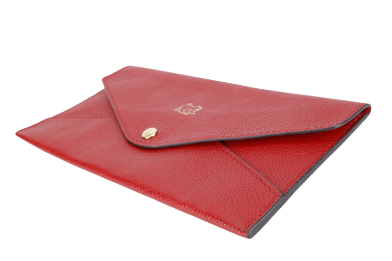 LOUIS VUITTON VEAU CACHEMIRE ENVELOPE POUCH CHINESE NEW YEAR PIG RED LEATHER GOLD HARDWARE NO DUST COVER