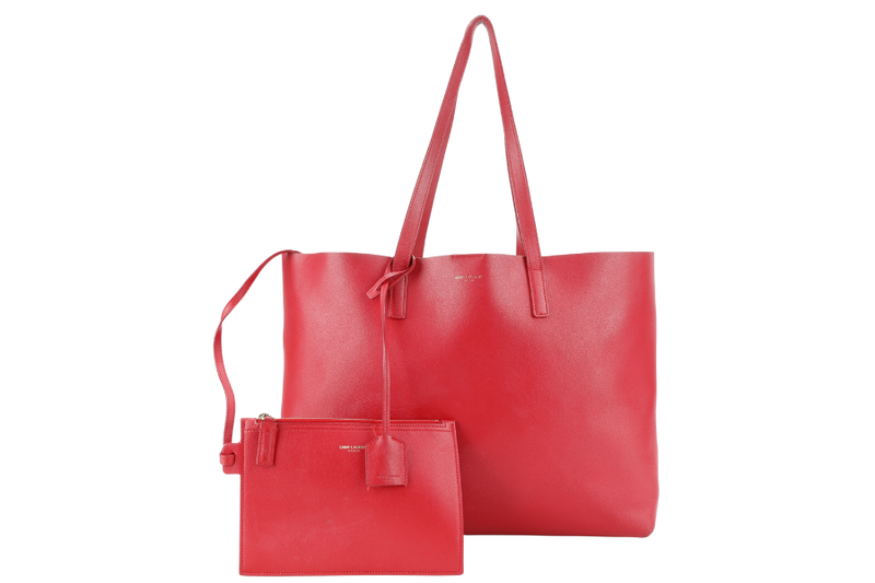 YVES SAINT LAURENT (YSL) EAST WEST TOTE BAG RED LEATHER NO DUST COVER