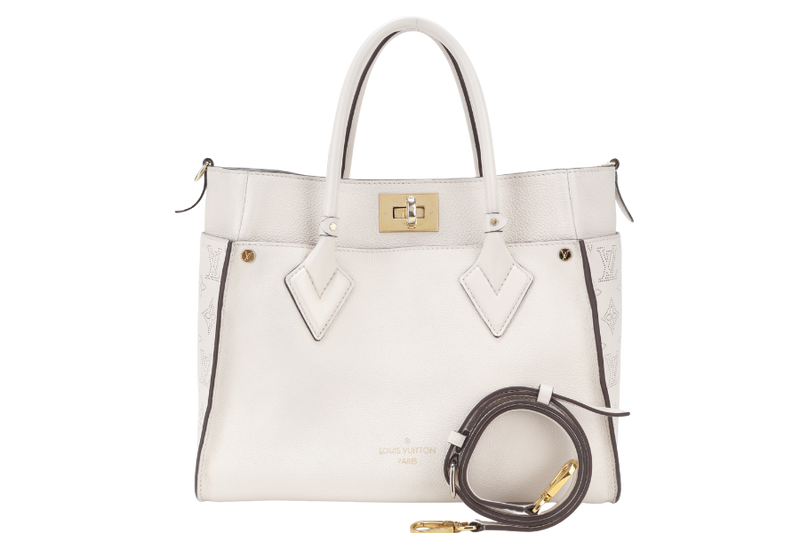 LOUIS VUITTON M20600 ON MY SIDE BEIGE CALF LEATHER GOLD HARDWARE WITH DUST COVER AND STRAPS