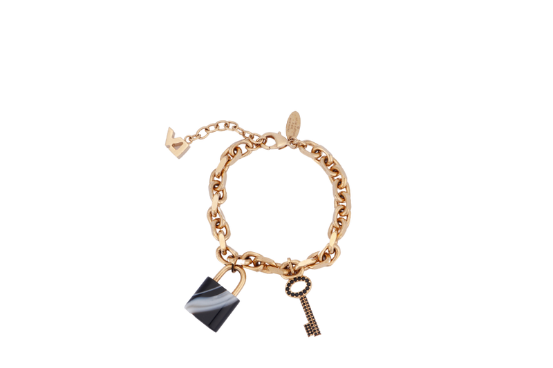 Louis Vuitton Enamel Lock & Key Charm Bracelet