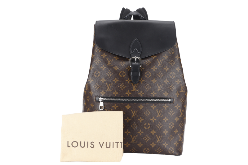 LOUIS VUITTON MACASSAR PARC (M40637) MONOGRAM CANVAS BACKPACK SILVER HARDWARE WITH DUST COVER