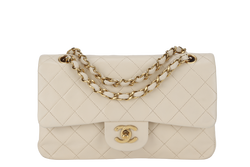 CHANEL VINTAGE CLASSIC FLAP MEDIUM BEIGE LAMBSKIN GOLD HARDWARE (300xxxx) NO CARD AND NO DUST COVER