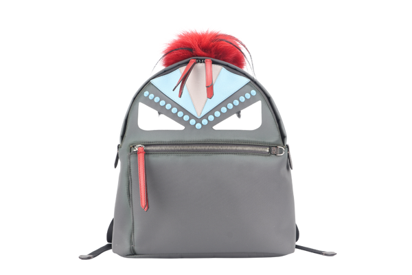 FENDI MONSTER BACKPACK NYLON GREY NO DUST COVER