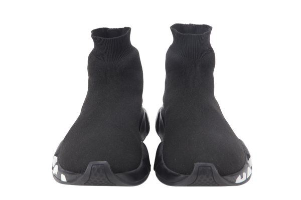 BALENCIAGA KNIT GRAFFITI SOLE SPEED LT GRAFFITI SNEAKERS IN BLACK EU SIZE 38 WITH DUST COVER NO BOX