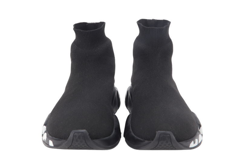 BALENCIAGA KNIT GRAFFITI SOLE SPEED LT GRAFFITI SNEAKERS IN BLACK EU SIZE 38 WITH DUST COVER NO BOX