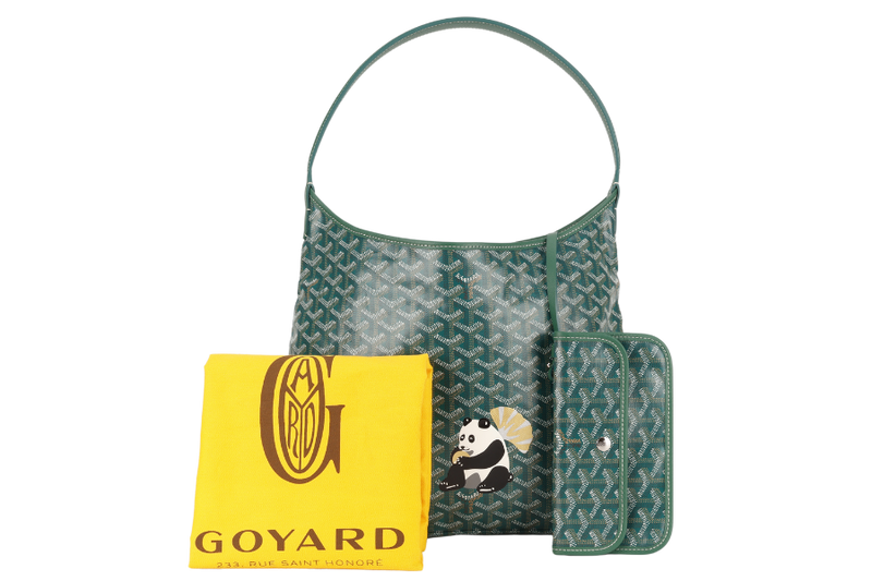 GOYARD BOHEME HOBO PANDA GREEN GOYARDINE CANVAS WITH SMALL POUCH AND DUST COVER